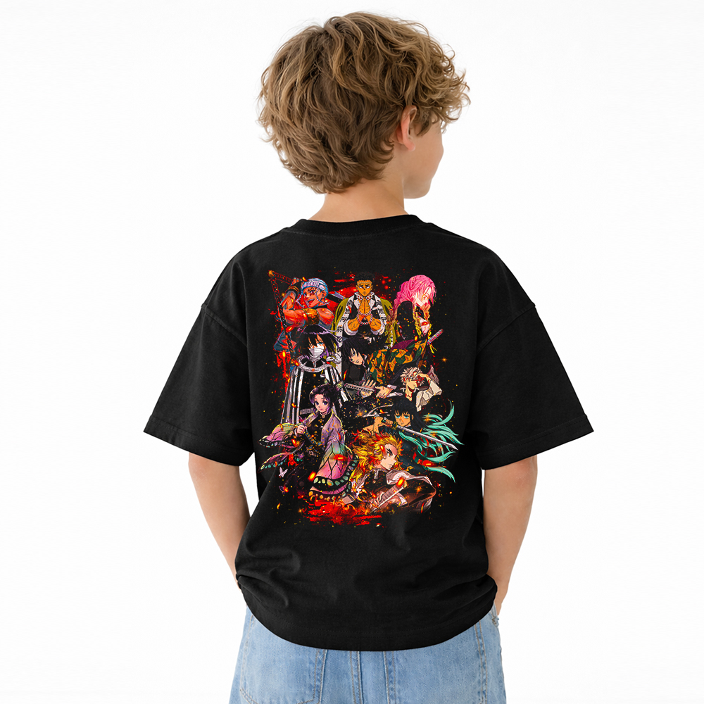 Demon Slayer Anime Graphic T-Shirt for Kids Cartoon Print Cotton Tee