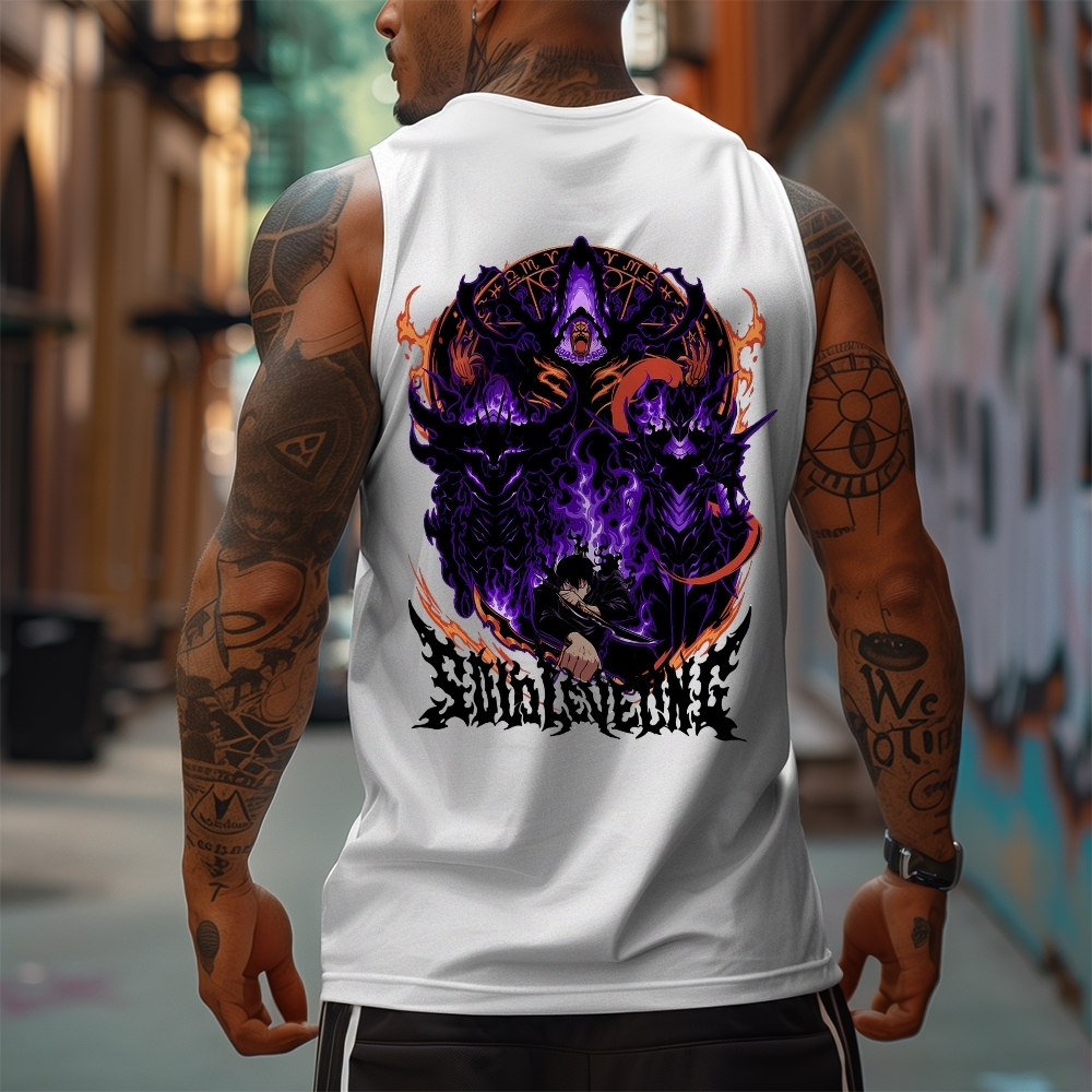 Oversized Anime Print Gym Tank Top