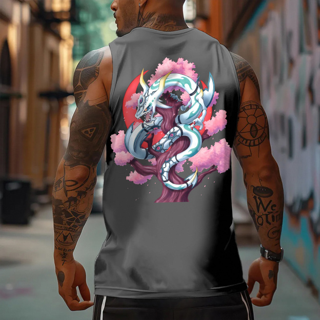 Oversized Anime Print Gym Tank Top
