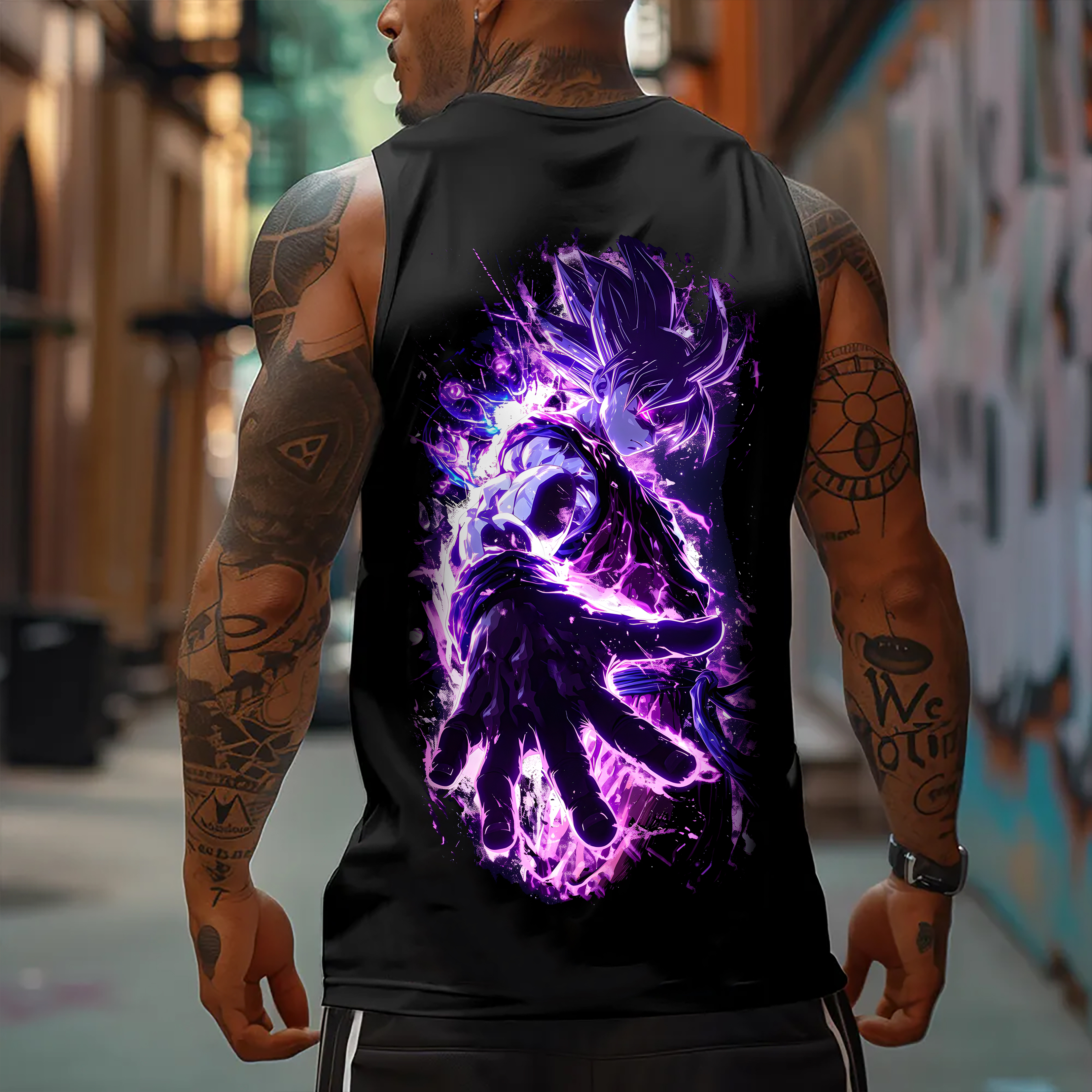 Oversized Anime Print Gym Tank Top