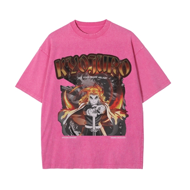 Kyojuro Rengoku Vintage Oversized T-Shirt | Demon Slayer-comicclothing