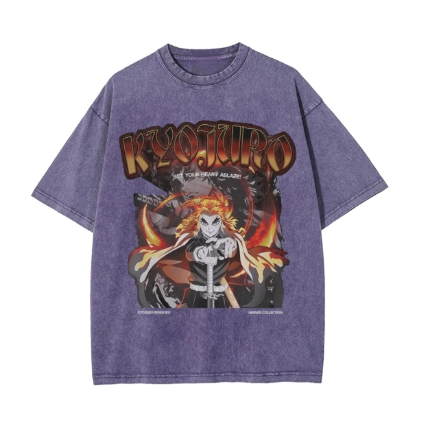 Kyojuro Rengoku Vintage Oversized T-Shirt | Demon Slayer-comicclothing