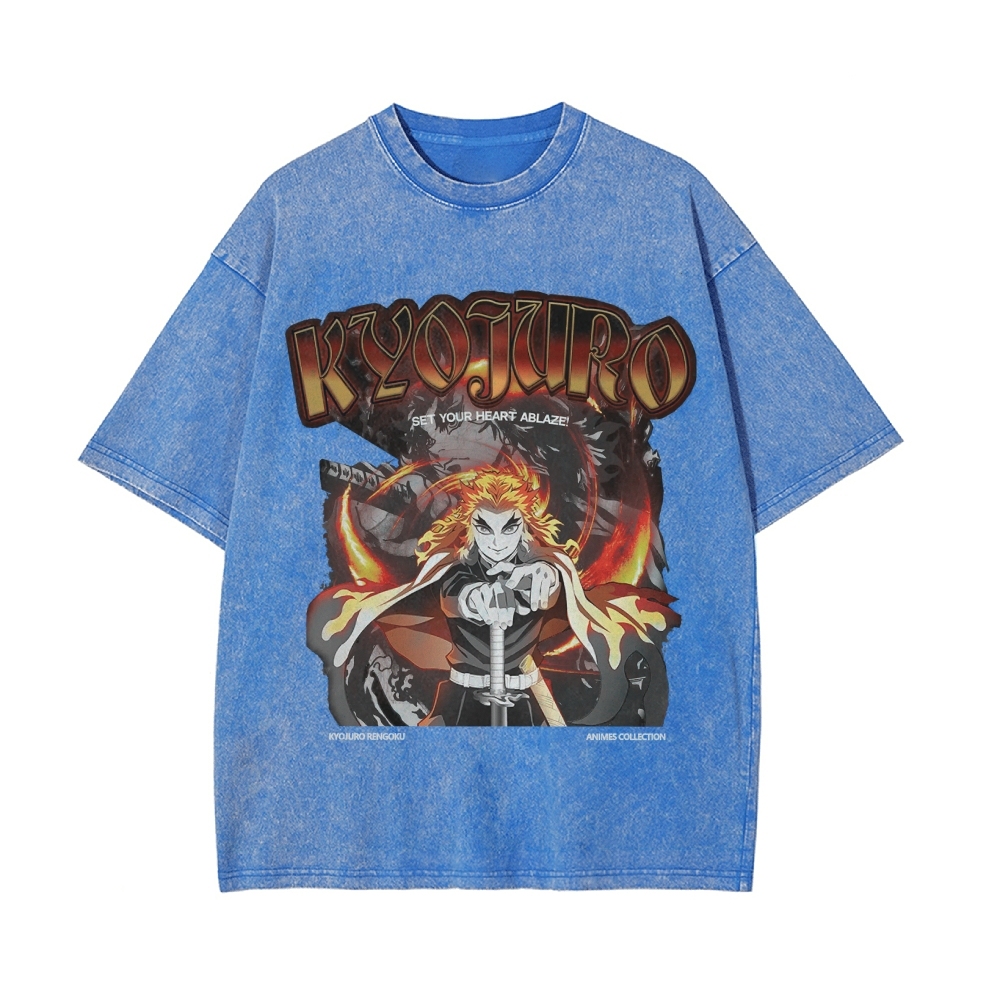 Kyojuro Rengoku Vintage Oversized T-Shirt | Demon Slayer-comicclothing