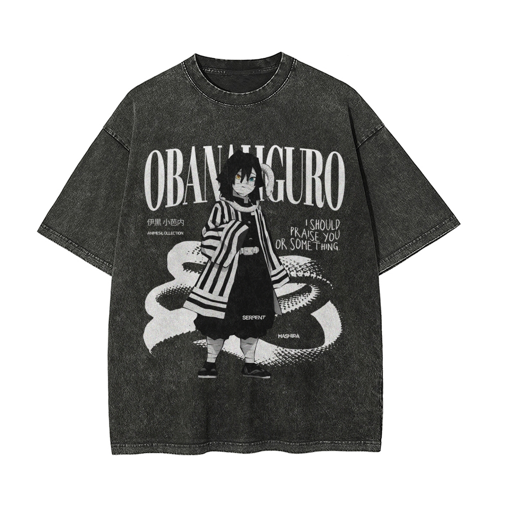 Obanai Iguro Vintage Oversized T-Shirt | Demon Slayer-comicclothing