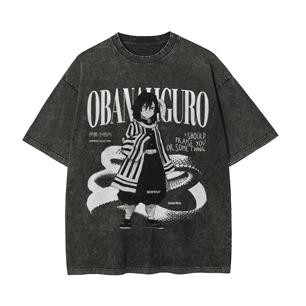 Obanai Iguro Vintage Oversized T-Shirt | Demon Slayer-comicclothing