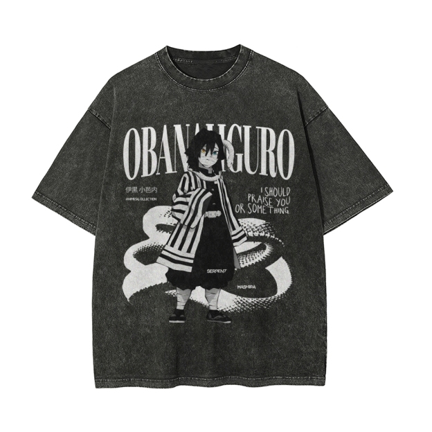 Obanai Iguro Vintage Oversized T-Shirt | Demon Slayer-comicclothing