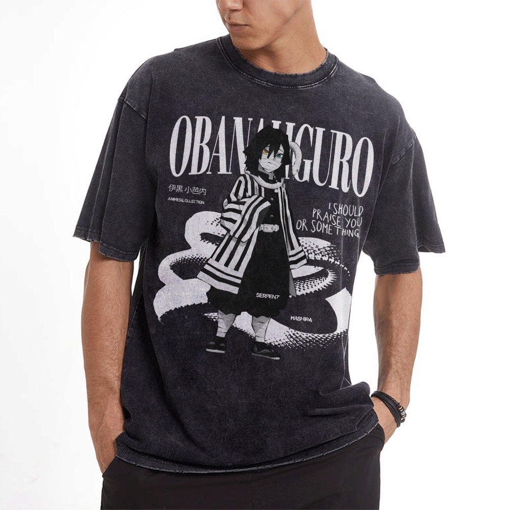Obanai Iguro Vintage Oversized T-Shirt | Demon Slayer-comicclothing