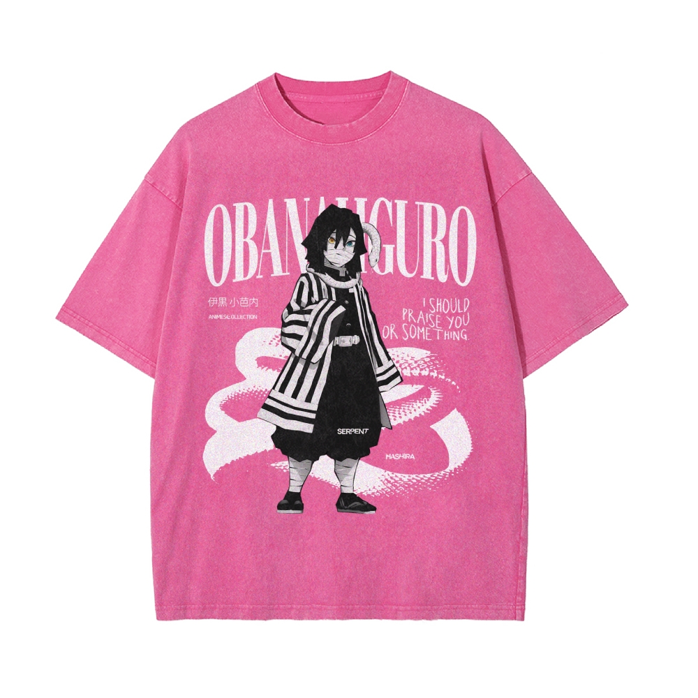 Obanai Iguro Vintage Oversized T-Shirt | Demon Slayer-comicclothing