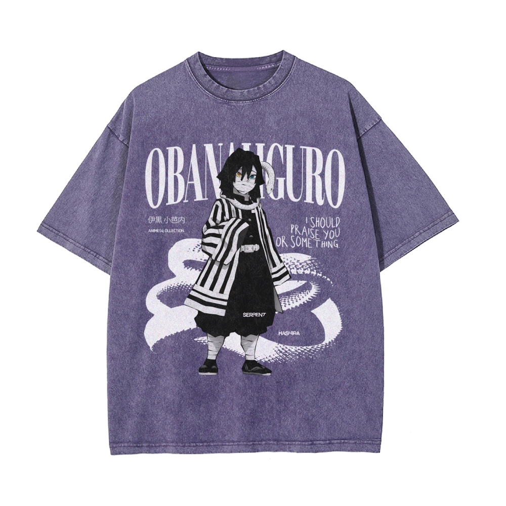 Obanai Iguro Vintage Oversized T-Shirt | Demon Slayer-comicclothing