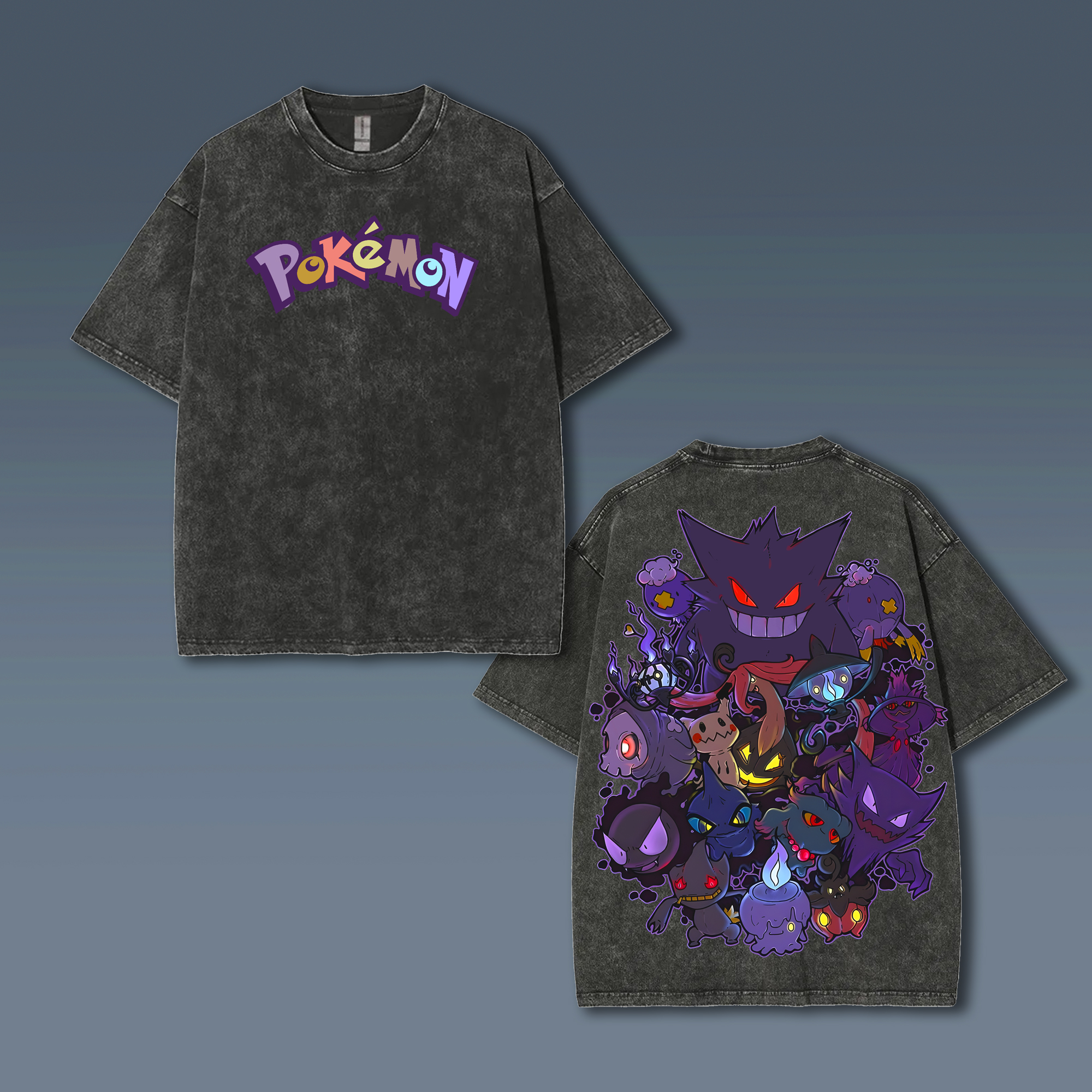 Unisex Anime Style Vintage Washed T-Shirt