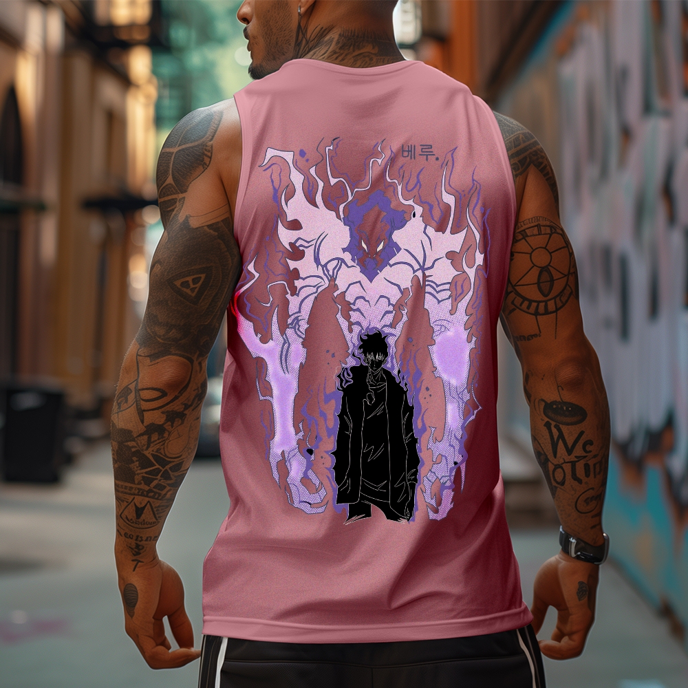 Oversized Anime Print Gym Tank Top