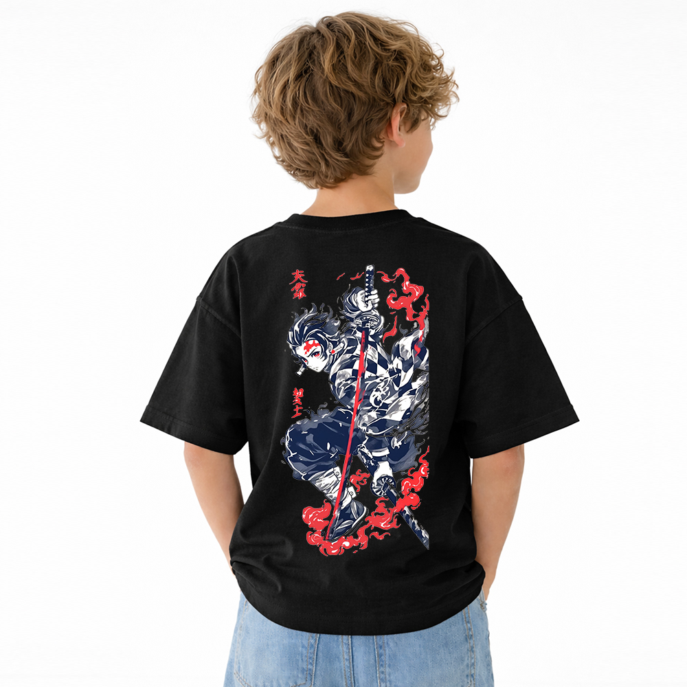 Demon Slayer Anime Graphic T-Shirt for Kids Cartoon Print Cotton Tee