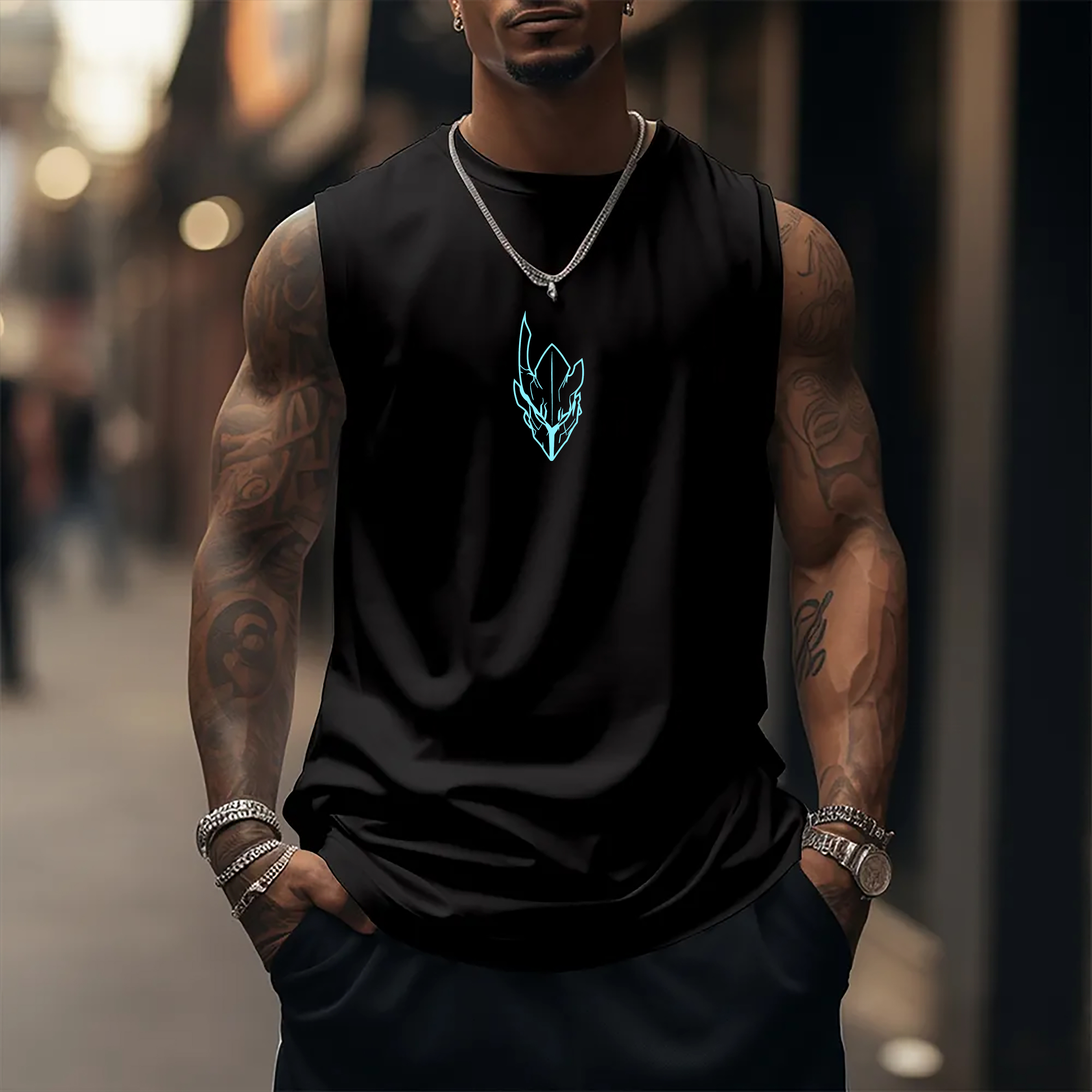 Solo Leveling Igris Oversized Anime Print Gym Tank Top