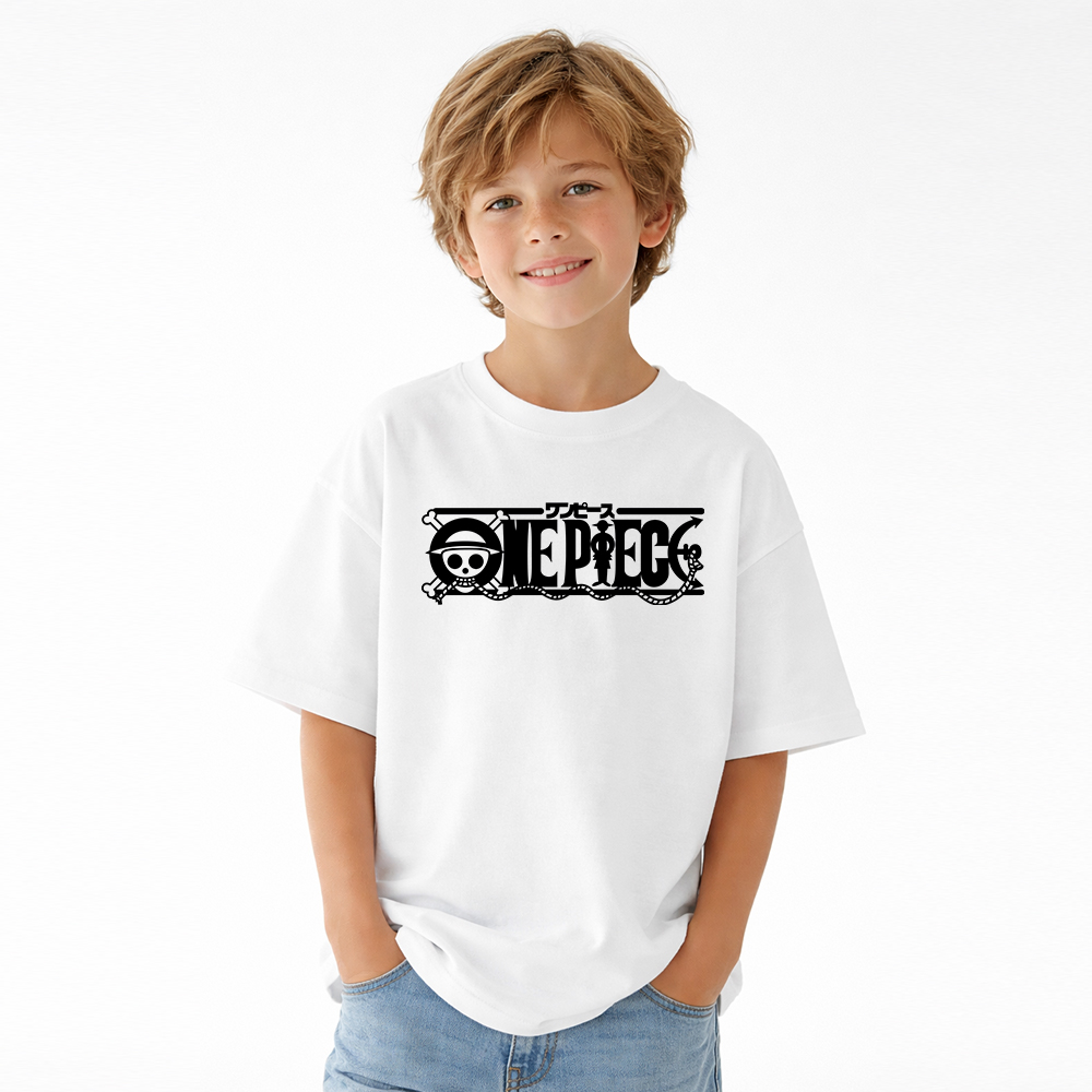One Piece Graphic T-Shirt for Kids Cartoon Print Cotton Tee