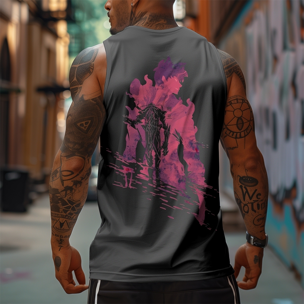 Oversized Anime Print Gym Tank Top