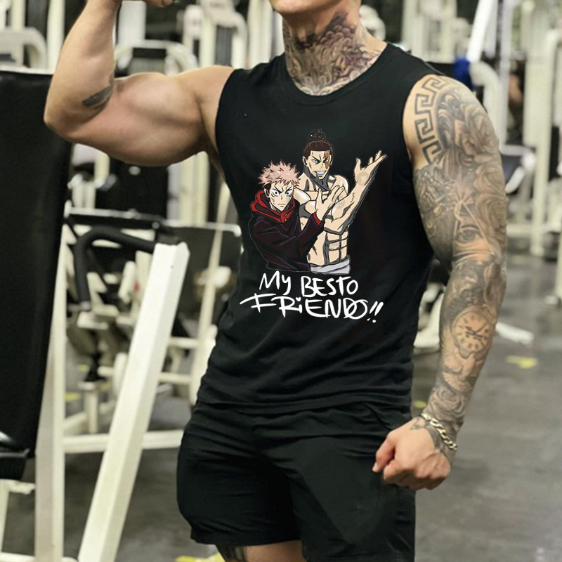 Men's Anime My Best Friend Printed Fitness Tank Top-comicclothing