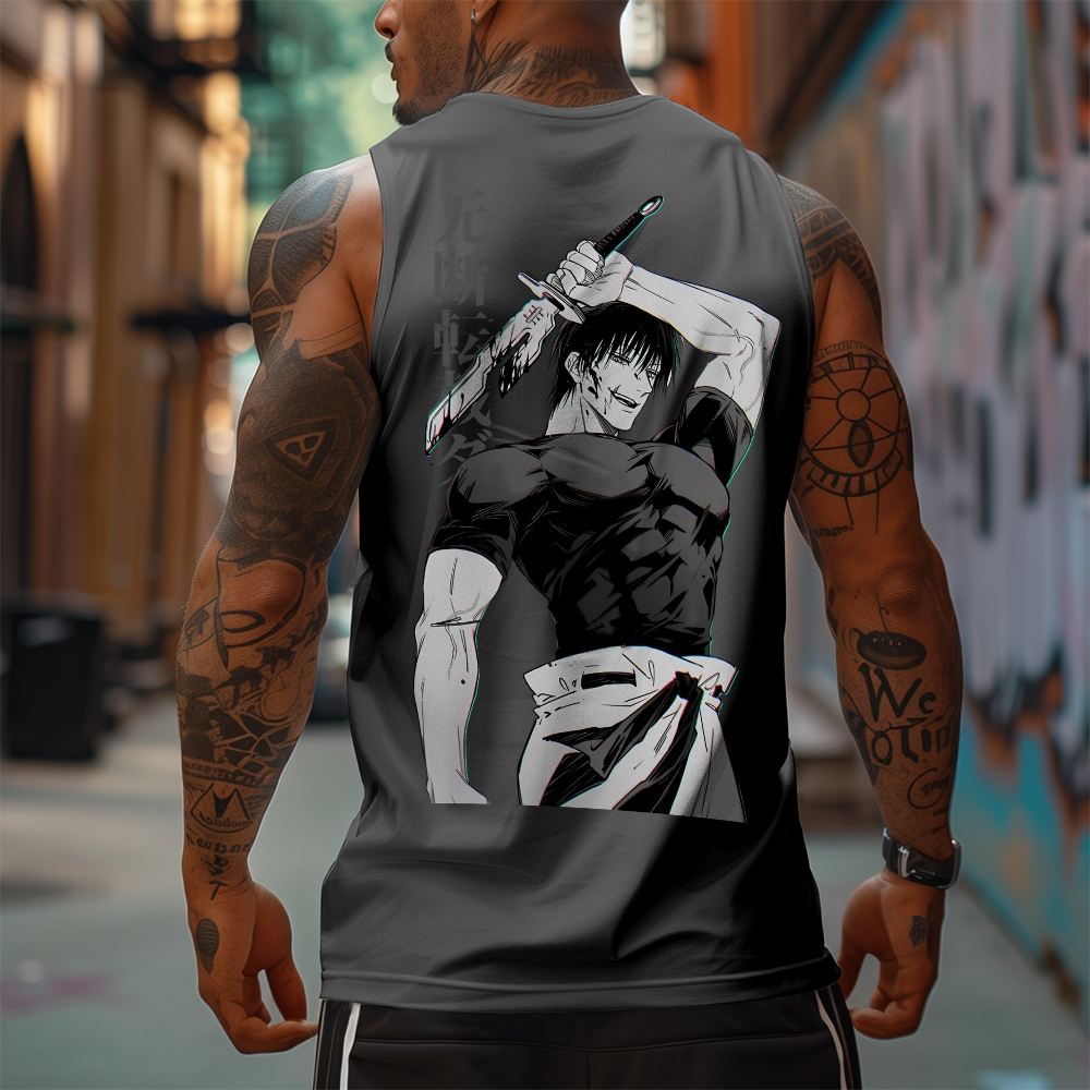 Oversized Anime Print Gym Tank Top-comicclothing