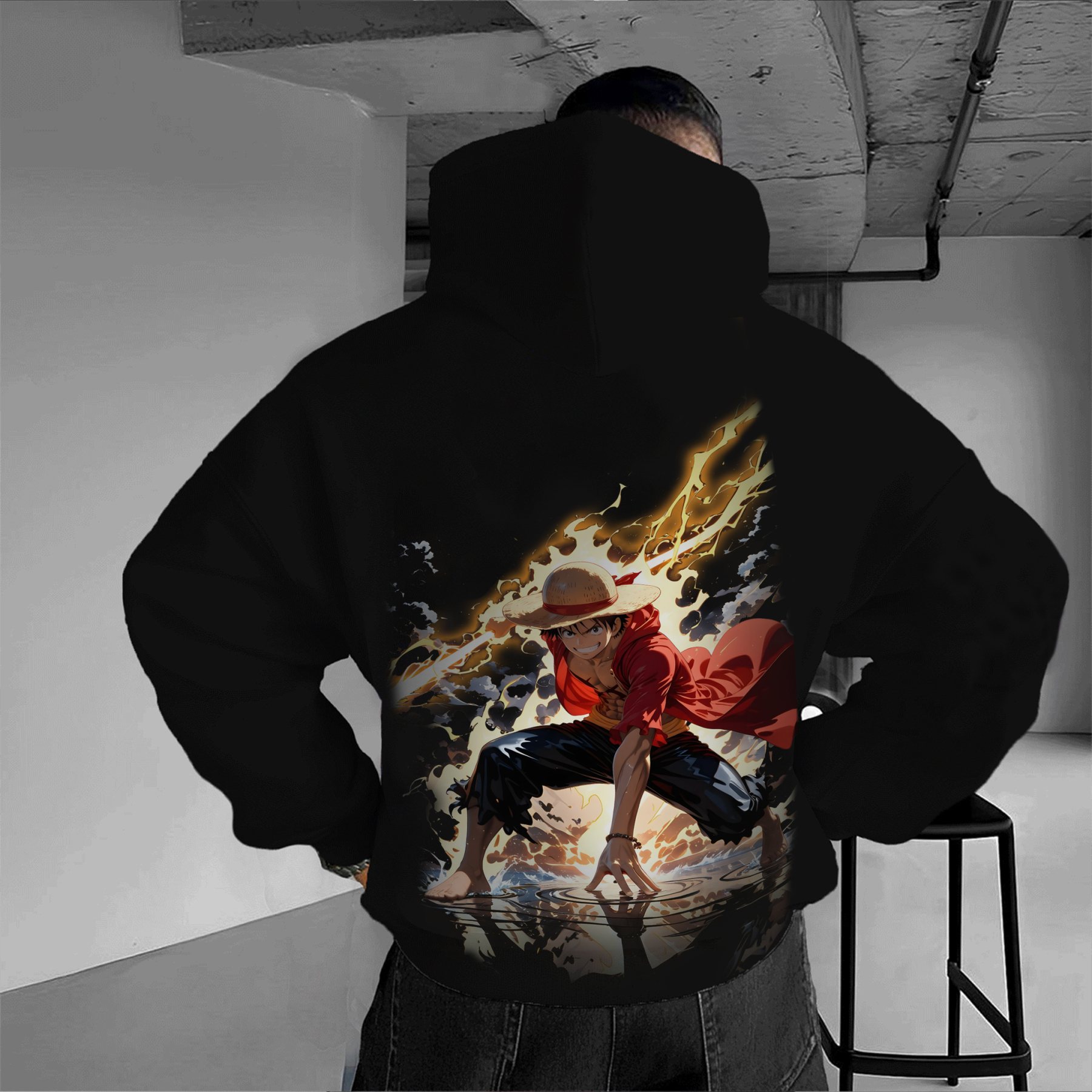 | Unisex Oversized Anime Print Hoodie