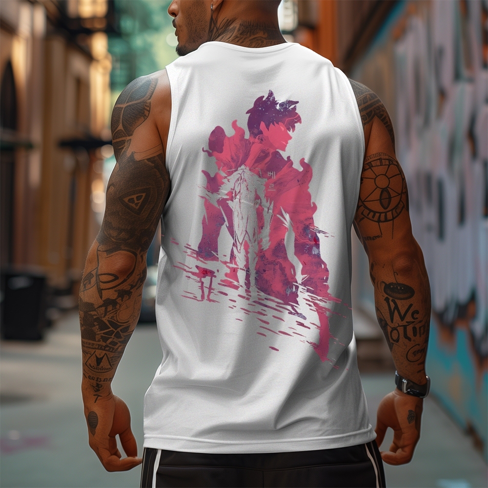 Oversized Anime Print Gym Tank Top