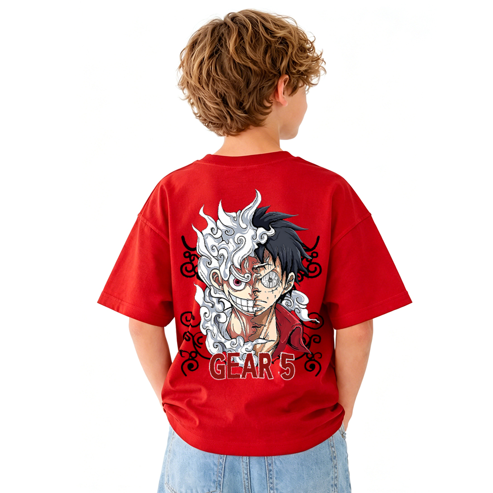 One Piece Graphic T-Shirt for Kids Cartoon Print Cotton Tee