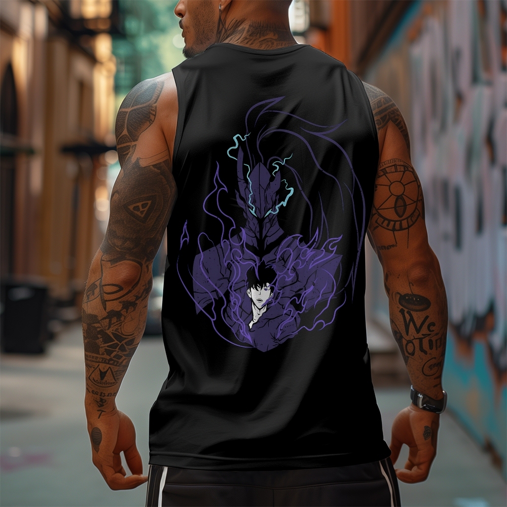 Oversized Anime Print Gym Tank Top