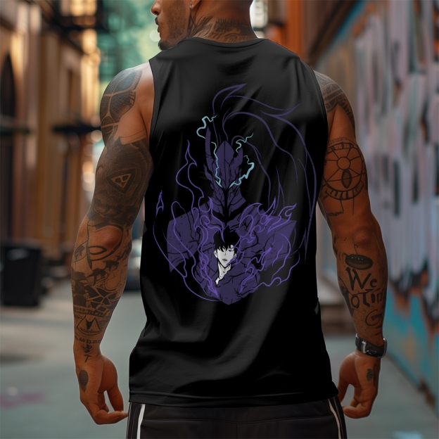 Oversized Anime Print Gym Tank Top