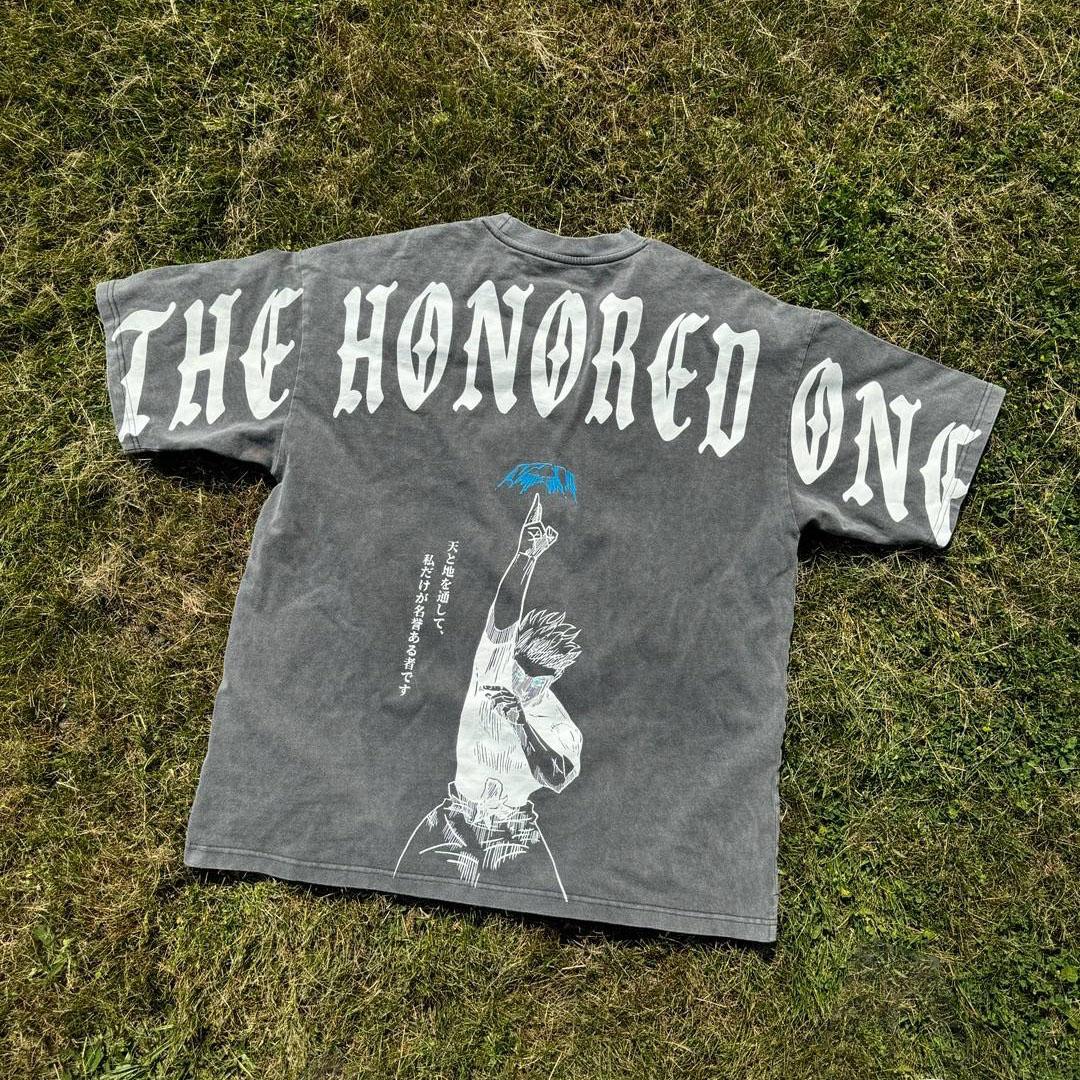 The Honored One Gojo JJK Acid Wash Vintage Style T-shirt, Anime Inspired Tee