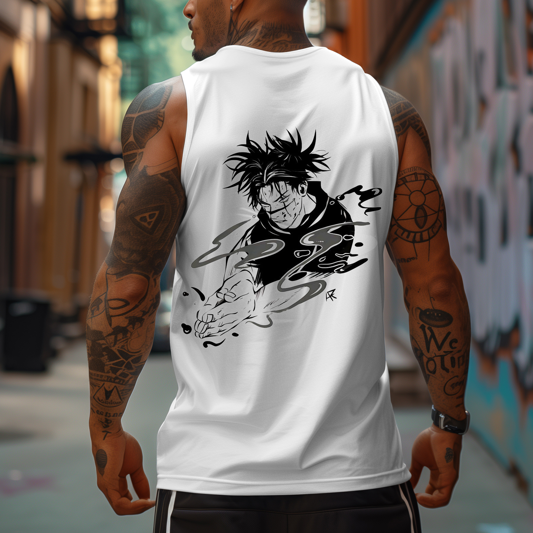 Oversized Anime Protagonist Brother Printed Sports Tank Top-comicclothing