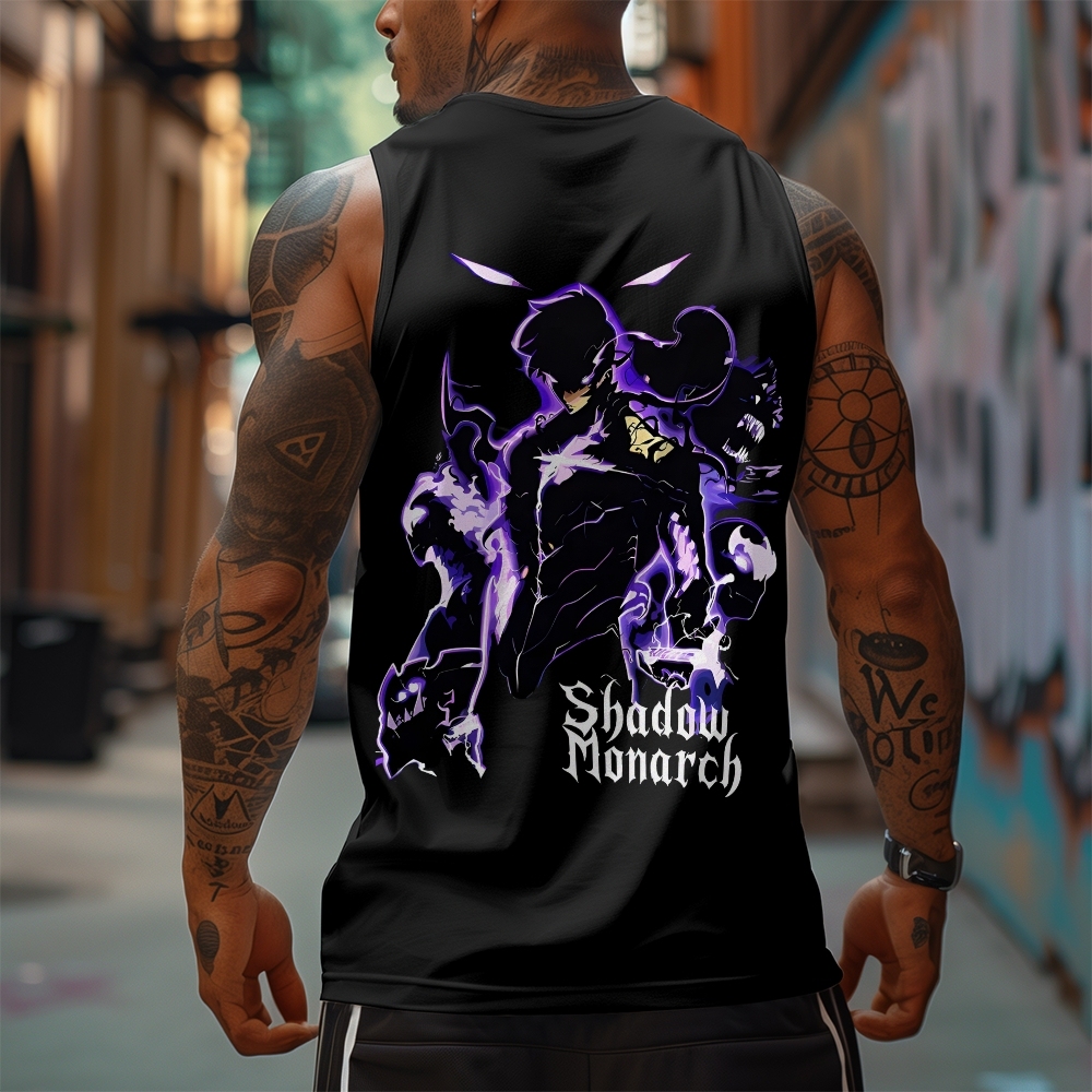 Oversized Anime Print Gym Tank Top