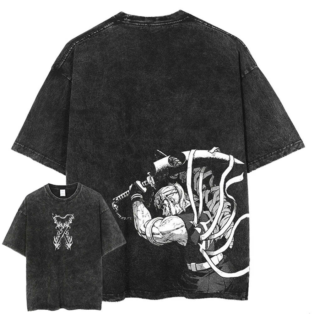 Vintage Washed Tee丨Demon Slayer-comicclothing