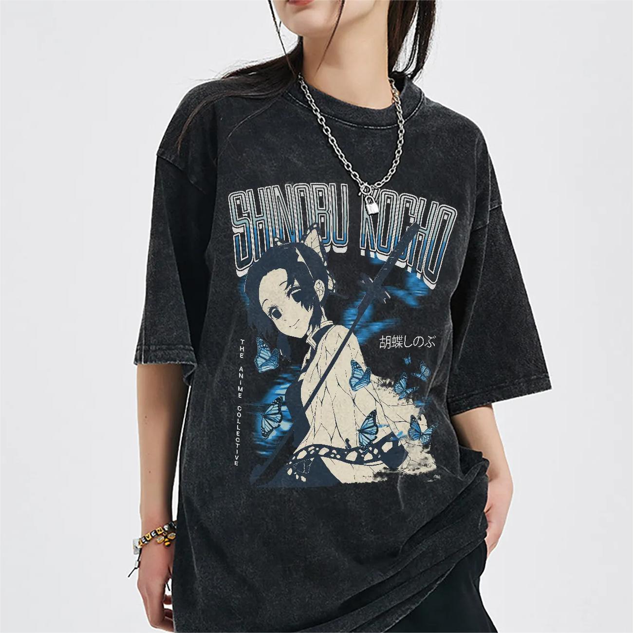 Shinobu Kocho Vintage Oversized T-Shirt | Demon Slayer-comicclothing