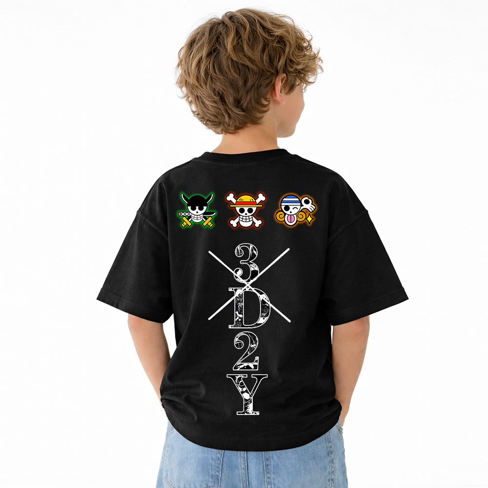 One Piece Anime Graphic T-Shirt for Kids Cartoon Print Cotton Tee