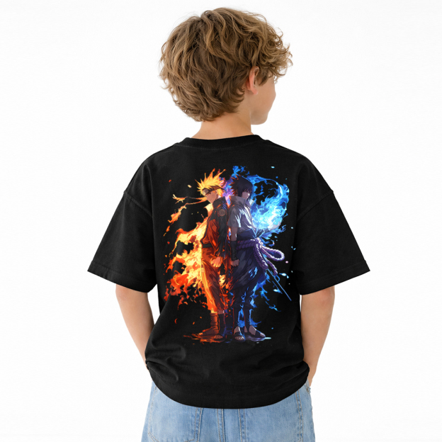Naruto Anime Graphic T-Shirt for Kids Cartoon Print Cotton Tee