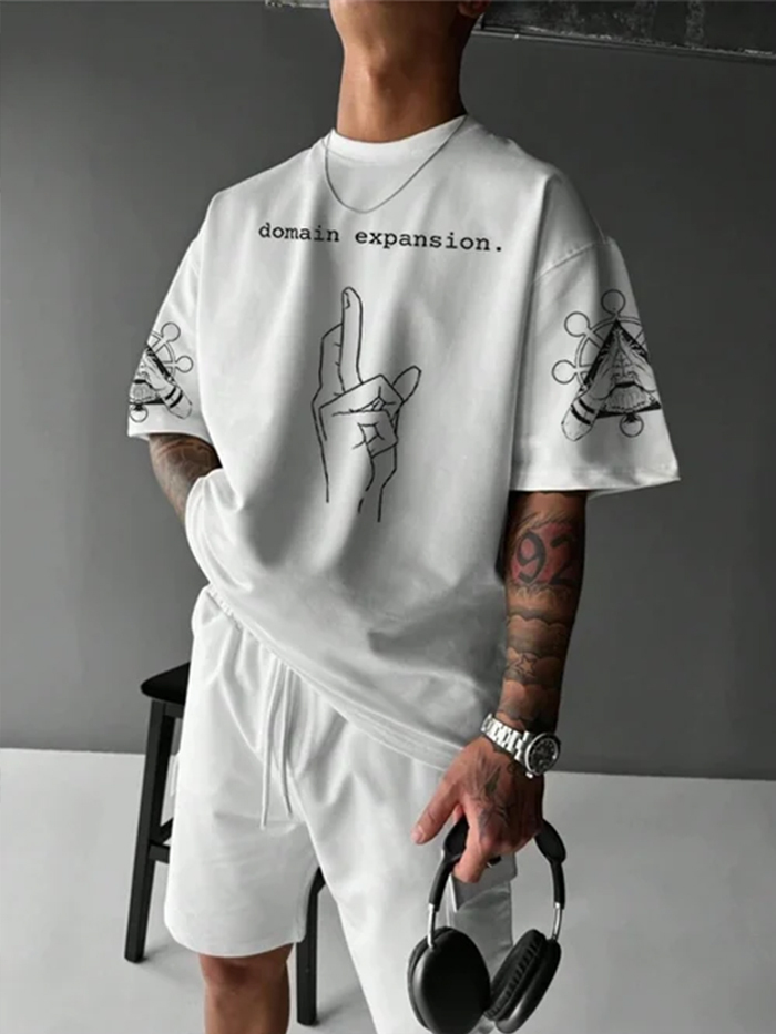 Oversized Loose Anime Mostly Printed T-Shirt