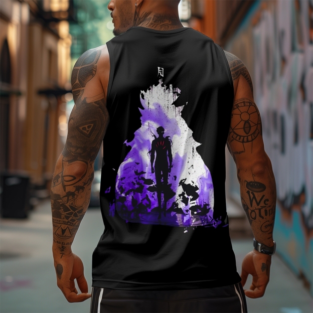 Oversized Anime Print Gym Tank Top