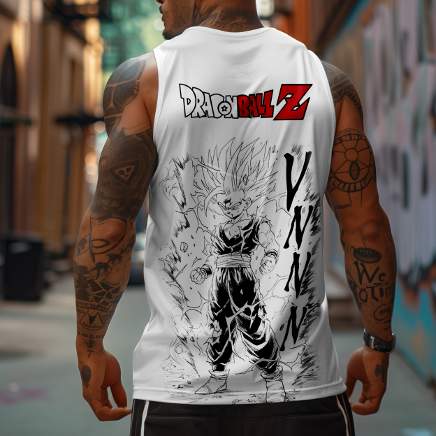 Unisex Oversized Angry Anime Print Tank Top
