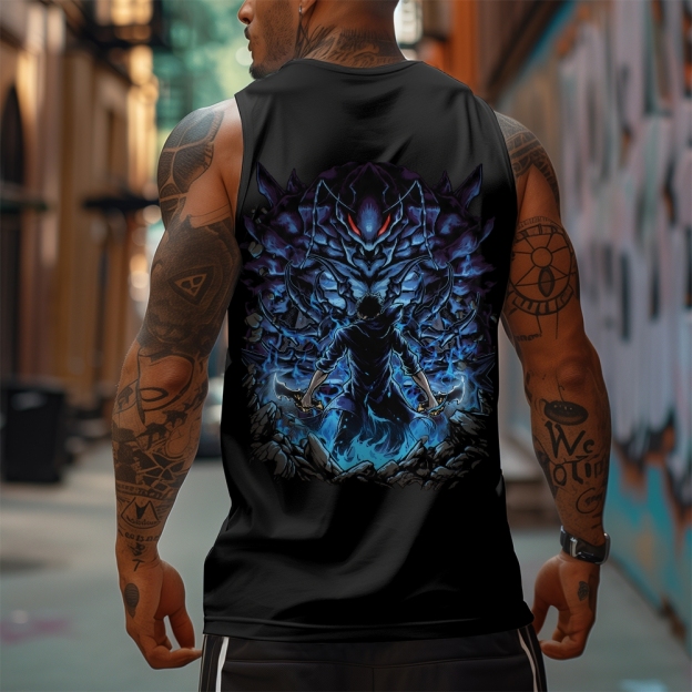 Oversized Anime Print Gym Tank Top