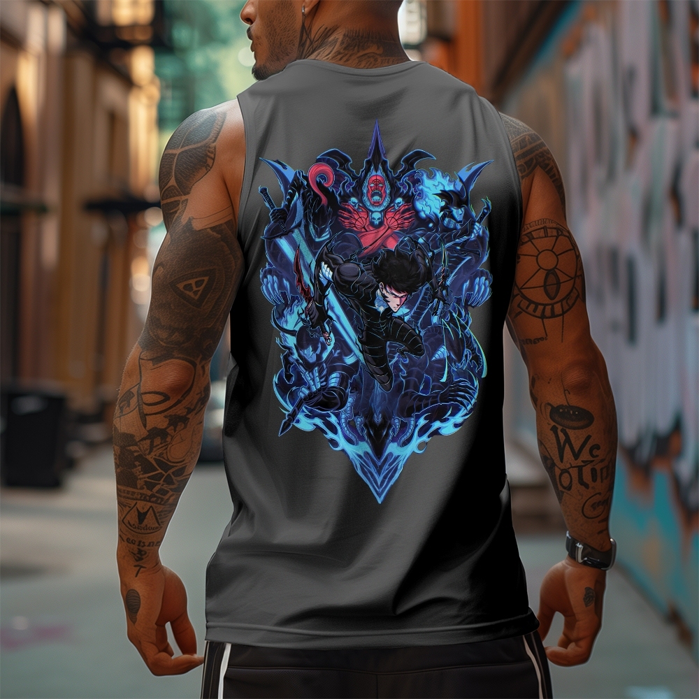 Oversized Anime Print Gym Tank Top