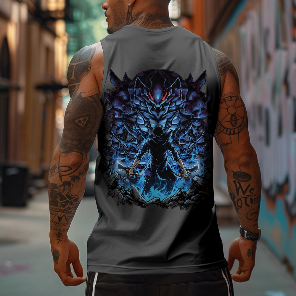Oversized Anime Print Gym Tank Top