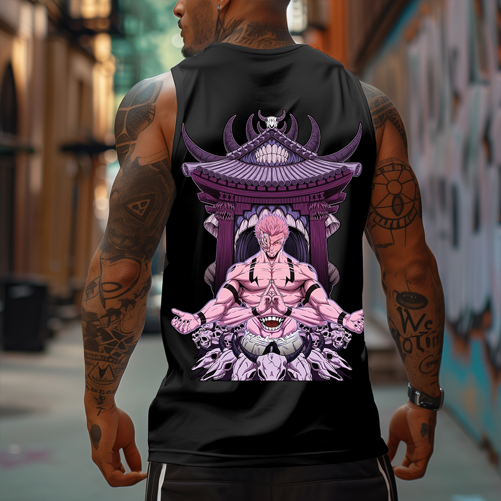 Casual Anime Print Gym Tank Top-comicclothing