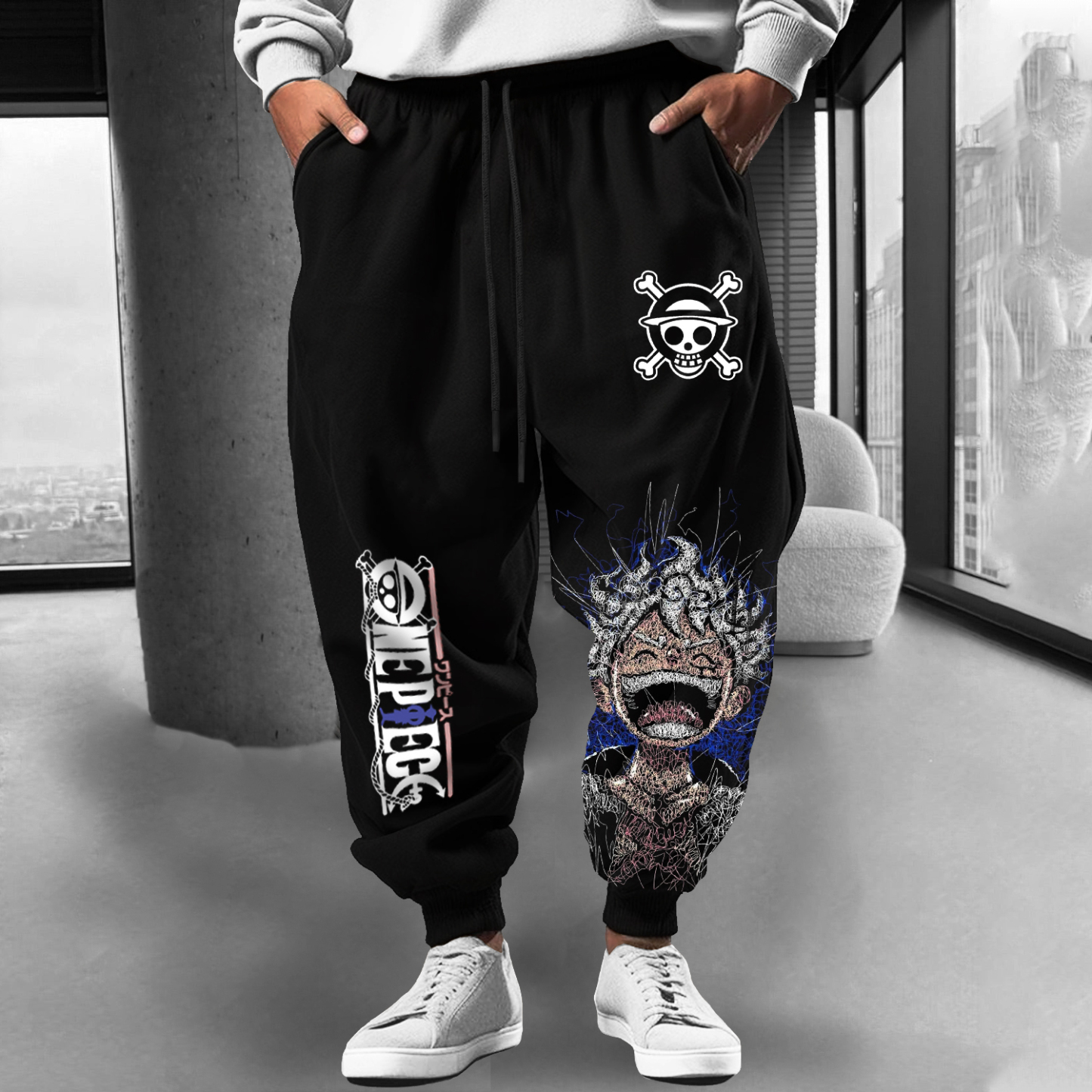 Anime Letter Print Casual Pants