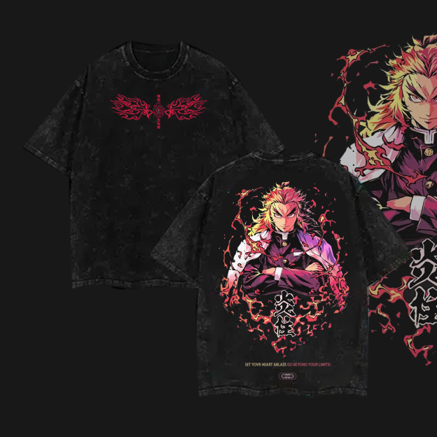 Hashira Demon Slayer Tee – Rengoku, Giyu, Tengen, Obanai, Gyomei, Mitsuri Vintage Washed Oversized T-Shirt-comicclothing