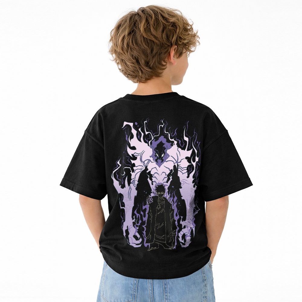 Solo Leveling Anime Graphic T-Shirt for Kids Cartoon Print Cotton Tee
