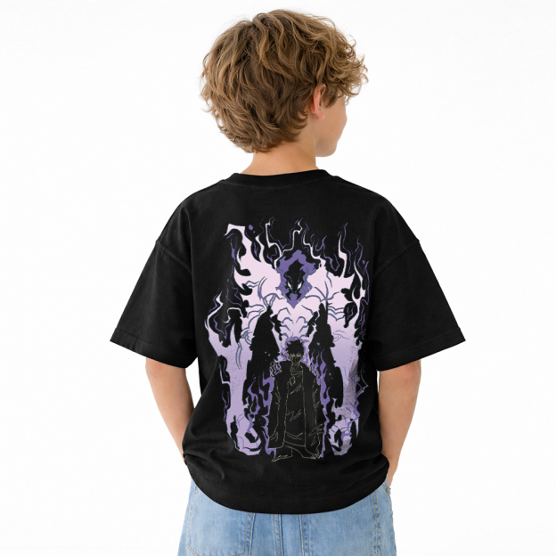 Solo Leveling Anime Graphic T-Shirt for Kids Cartoon Print Cotton Tee