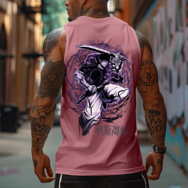 Oversized Anime Print Gym Tank Top-comicclothing