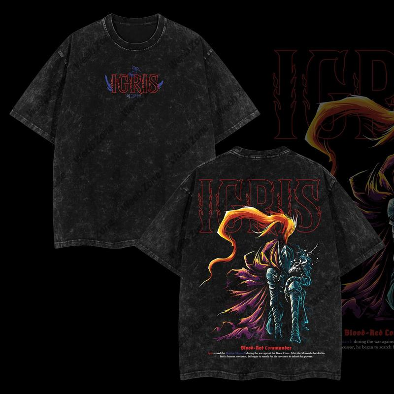 Sung Jin-Woo Solo Leveling Anime Double Printed Oversize Lightweight Acid Washed Tee-Limited Edition