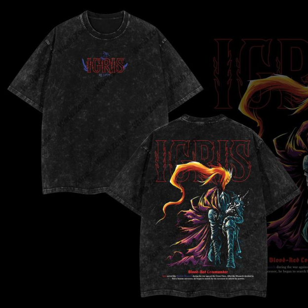 Sung Jin-Woo Solo Leveling Anime Double Printed Oversize Lightweight Acid Washed Tee-Limited Edition