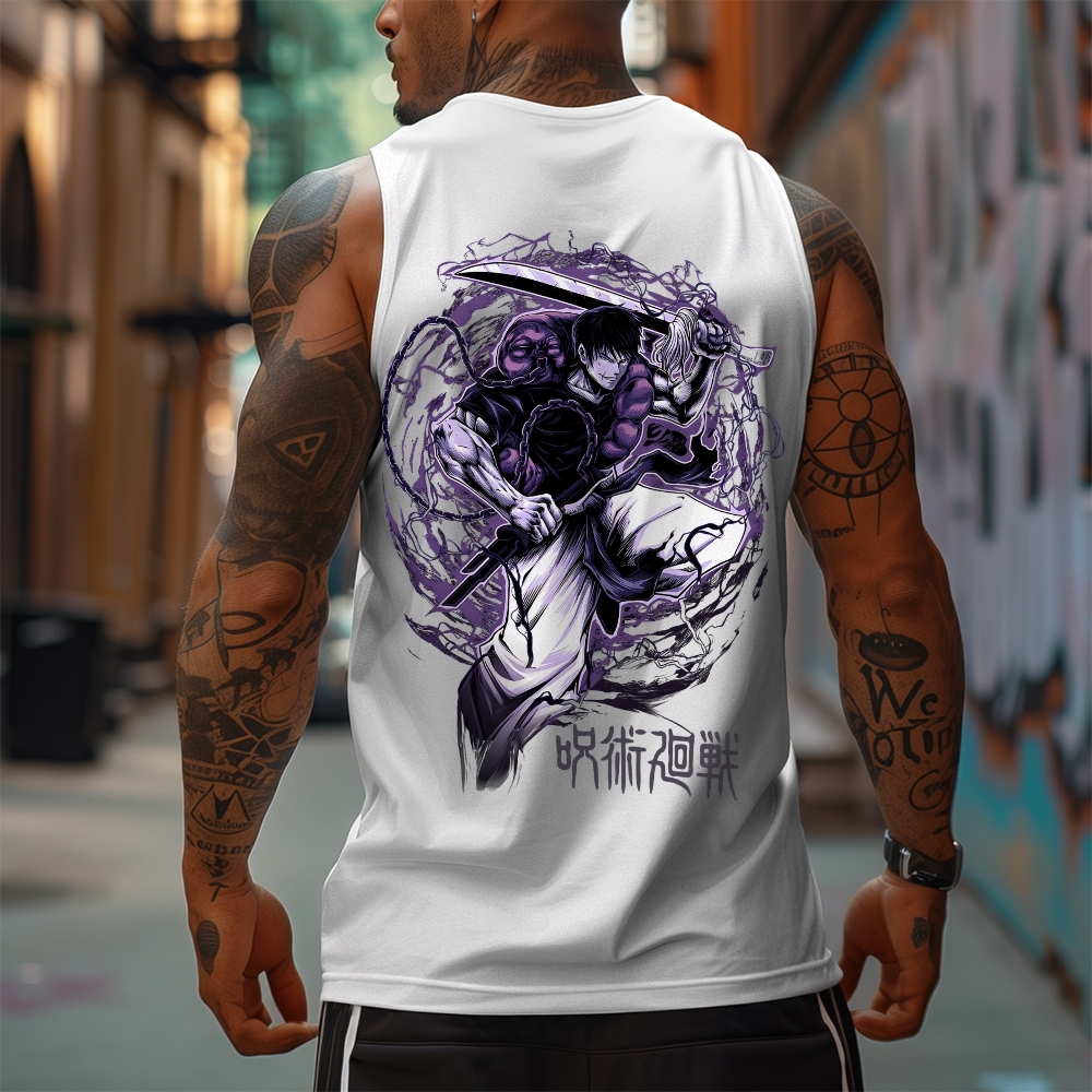 Oversized Anime Print Gym Tank Top-comicclothing