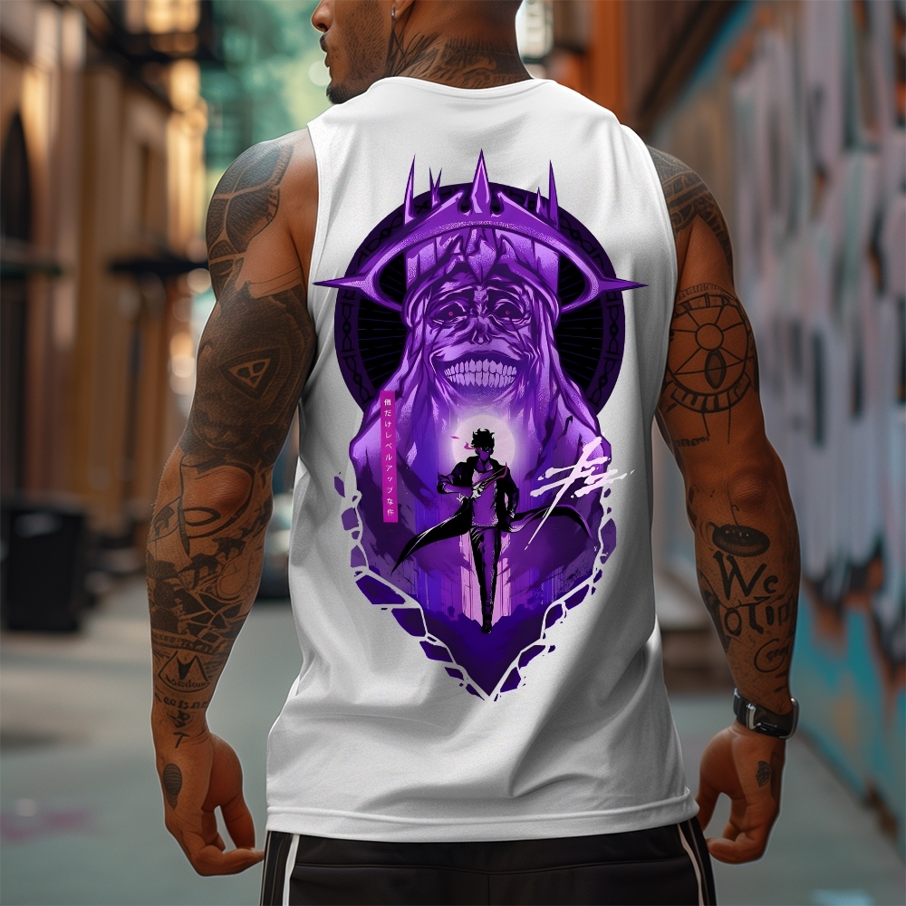 Oversized Anime Print Gym Tank Top