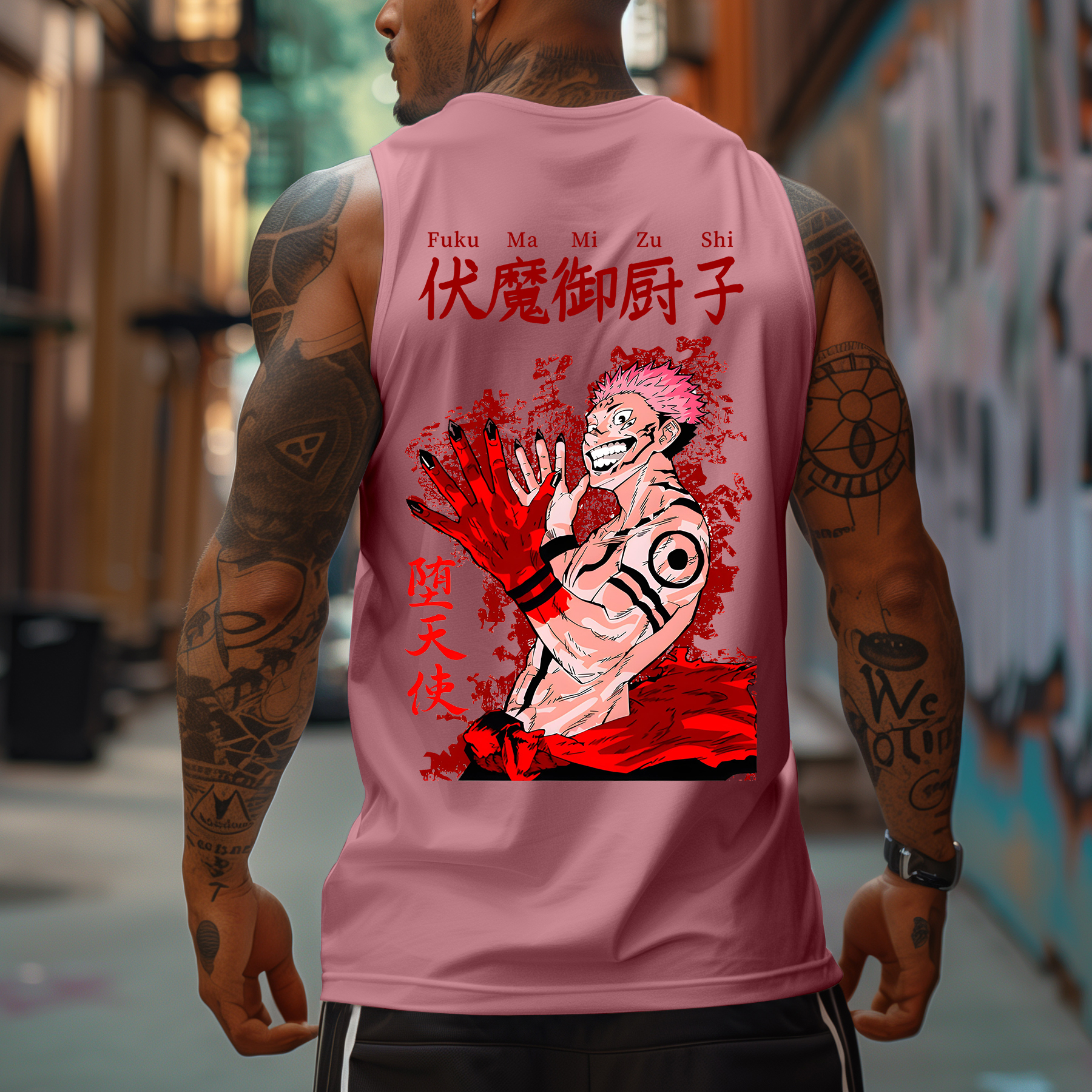 Oversized Anime Cursed King Printed Tank Top-comicclothing
